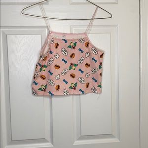 Pink Simpson’s Print Crop Top